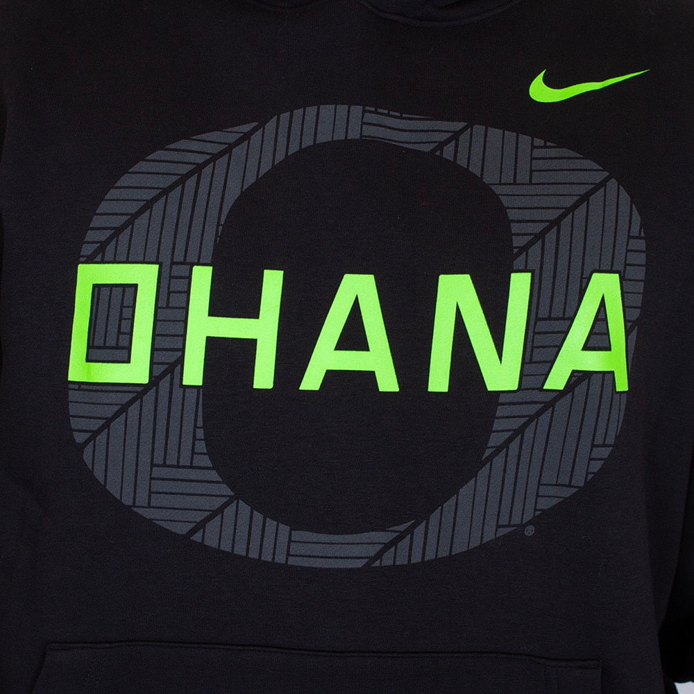 Classic Oregon O, Nike, Black, Hoodie, Cotton Blend, Men, Unisex, Football, Fleece, 'Ohana, Pullover, Sweatshirt, 1013099